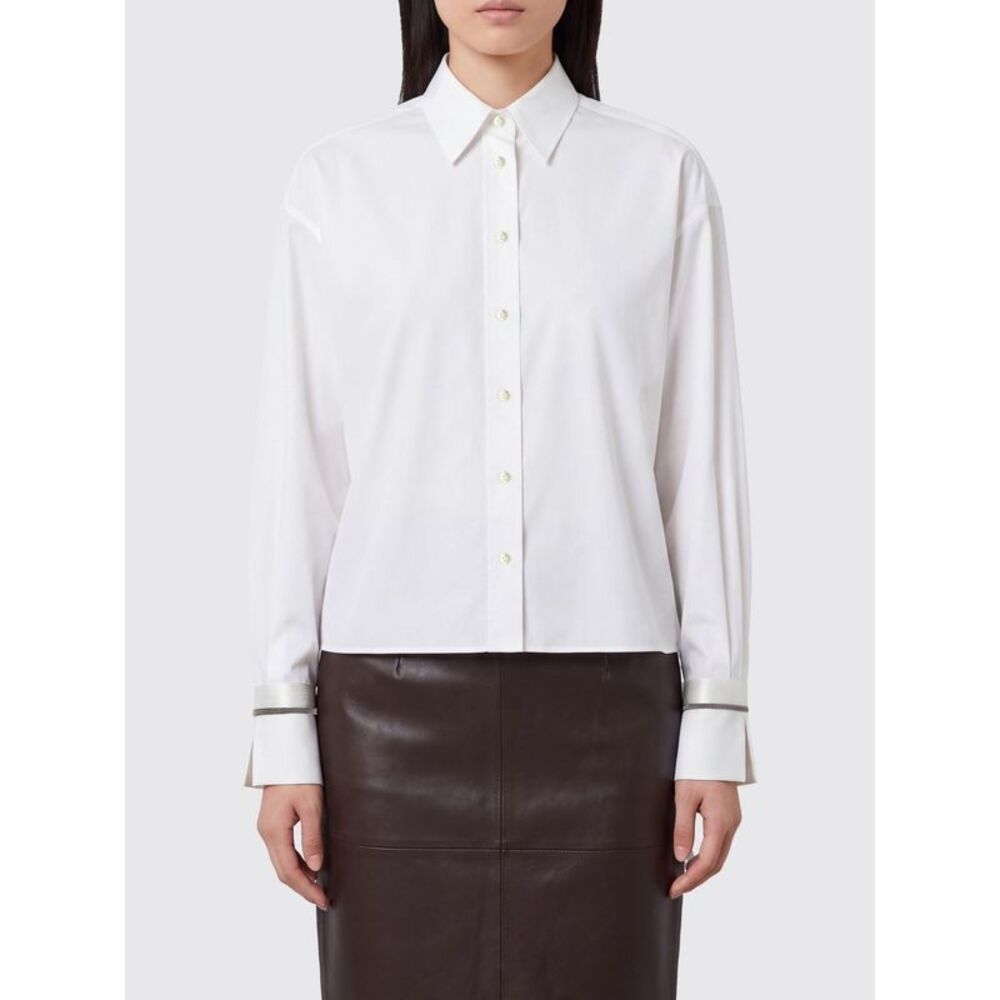 Brunello Cucinelli Women Cotton Shirt Brunello Cucinelli With Monili Decoration